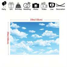 Multipurpose Blue Sky & White Cloud Backdrop - Polyester Fabric - Perfect For Party, Photography Props And Outdoor Decoration - 1pc - View 5