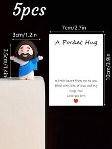 5/1 PVC Siliconen Materiaal Mini Jezus Beeld Paasdecoratie Ornament, Emotionele Ondersteuning, Emotionele Aanmoediging Cadeau Zak Knuffel Kaart, Een Beetje Dichtbij Van Mij Naar Jou, Gevuld Met Heel Veel Liefde En Dikke Knuffels Ook! Hou Heel Veel Van Jou, Jezus Zegen Je