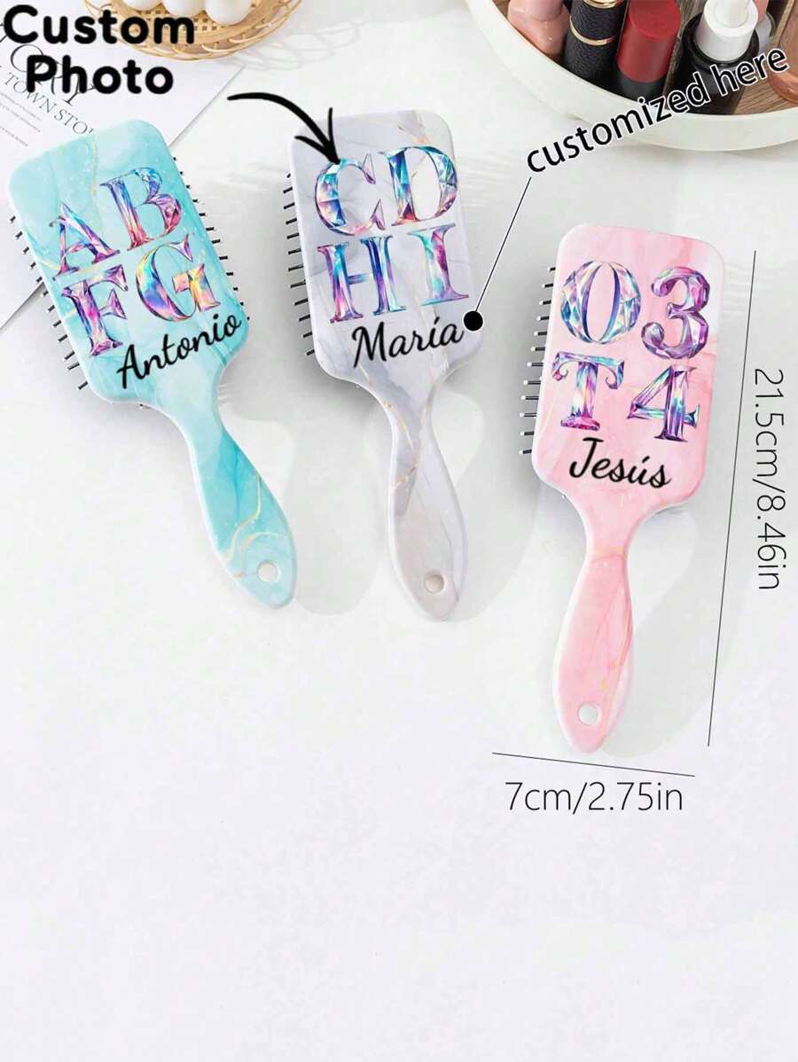 1pcAir Cushion Comb Air Bag Comb For Girls Comb Long Hair Anti-Knot Wind Anti-Static Hair Comb Text Customized Picture