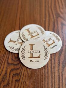 Personalized Customized Coasters Initials Customized Wood Chips Wooden Crafts Creative Wood Chips Ornaments Holiday Decorations To The Other Half/Friends/Parents Anniversary Wedding Party Party Gifts. Birthday Graduation