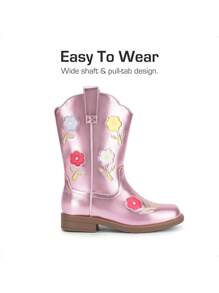 Girls Cowgirl Boots Kids Mid Calf Western Boots Riding Shoes For Toddler/Little Kid/Big Kid - 粉色 - 查看 8