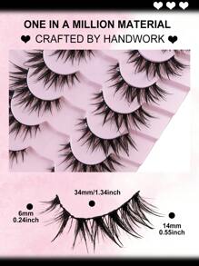 7 Pairs Cartoon Eyelashes Wet Look Natural Look Makeup Manga Lashes Anime False Eyelashes Natural Look Fake Lashes Wet Wispy Eyelashes Extension Makeup Tool Soft Faux Mink Lashes Fashion Thick Extension Set Strip Lashes, Lashes, Eyelashes, Fake Lashes - Cat Eye Lashes - View 5
