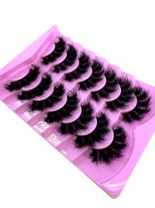 Long Lashes!7 Pairs Extension Thick Long Reusable Extended Makeup Lashes 9D Faux Mink False Eyelashes, Multi-Layered Curly & Fluffy, Soft & Voluminous Drama Messy Mink Lashes, 18-25mm Ultra Long & Dense, Handmade Suitable For Beginners, Comfortable - Black - View 5
