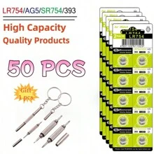 10-50PCS AG5 1.5V LR754 Button Batteries SR754 193 393 Round Cell Coin Alkaline Battery L754 SR754SW LR48 For Watch Toys Clock With 1pc Screwdriver Gift - AG5LR754 - View 5