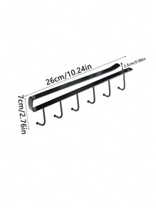 1/2 Pieces/Multifunctional Cabinet Cup Holder With 6/ 12 Hooks Kitchen Iron Organiser, Cabinet Row Of Hooks Organiser, Multifunctional Shelf For Storage, Cutlery, Headphones, Towels, Clothes: Suitable For Kitchen, Cabinet, Bedroom, Bathroom And Office Storage