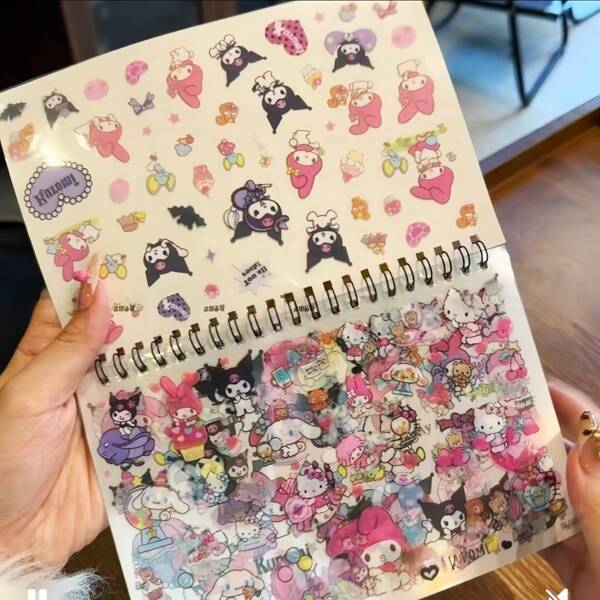 Sanrio 10pcs/Set New Sanrio Cartoon Sticker Memo Book, Includes Characters Like , Melody, And Hello Kitty,School Supplies,Back To School