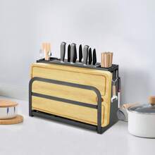 eusmeyusnt eusmeyusn Messerblock ohne Messer Carbonstahl-Messerblock mit Utensilienhalter Messerhalter Universal-Messeraufbewahrung für Messer, Schneidbretter (Schwarz), 33.5*13.2*23cm