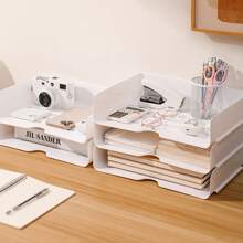1/2/3 Layer Stackable Desk Storage Box, A4 File Rack, Multi-Layer Storage Rack, File Rack, Non-Waterproof Plastic Material