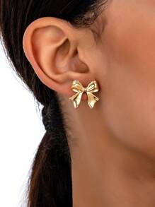 1 对时尚优雅精致珐琅粉色蝴蝶结耳钉，适合日常佩戴、约会或送礼 - 彩色 - 查看 7