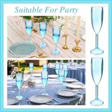 Reusable Party Wine Glasses, Pink Smooth Champagne Flutes For Wedding Anniversary Celebration, Shatterproof Bridesmaid Bridal Shower Champagne Glasses