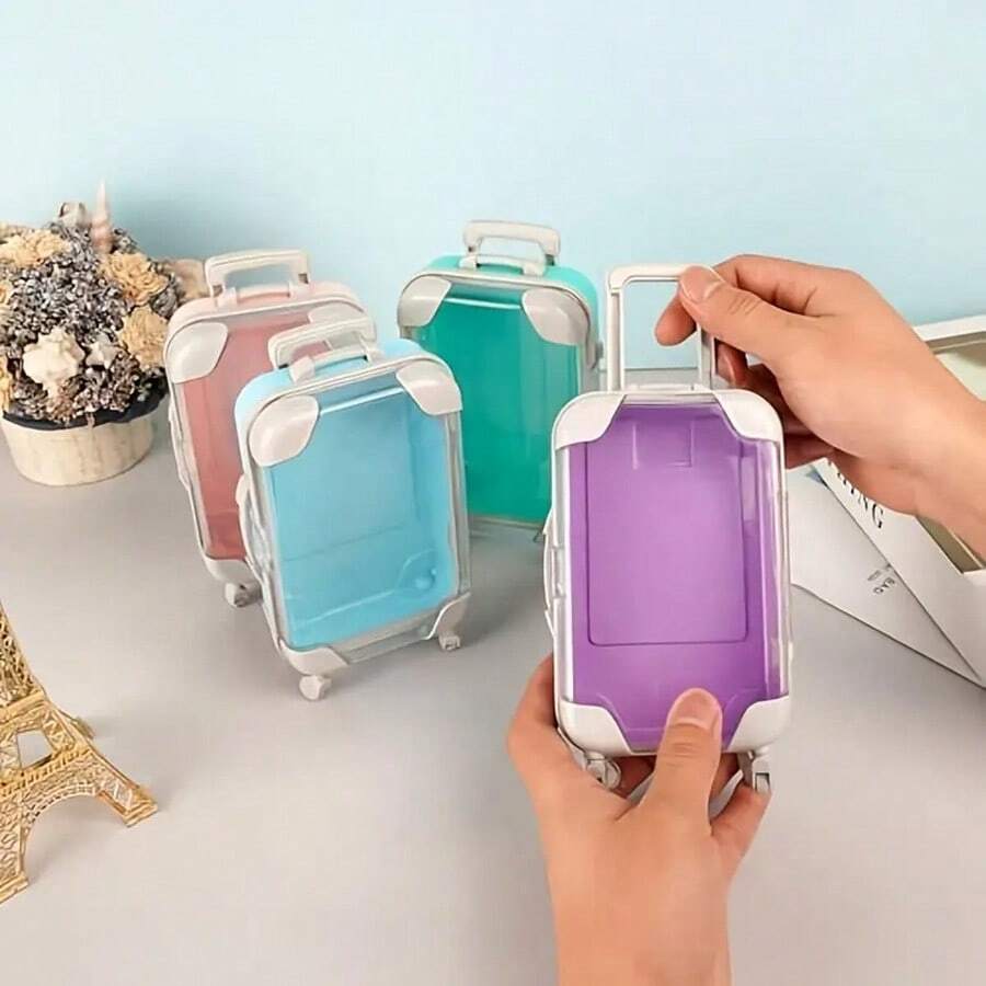 1 pieza Mini maleta y 8 piezas Set de cosméticos de lujo - Bolsa de ABS duradera y colorida, diseño portátil, adecuado para adolescentes y almacenamiento - Casa de muñecas - Perfecto para viajes, fiestas, regreso a la escuela y organización de artículos pequeños. (Bolsa de maleta disponible en múltiples colores) - Multicolor - Ver 1