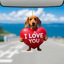 1pc "I LOVE YOU" Cute Dog Keychain - Couple Keychain, Suitable For Backpacks, Keychains, Wallets, DIY Holiday Gifts, And Holiday Occasions, Backpack Pendant With Unique 2D Design, Valentine's Day
