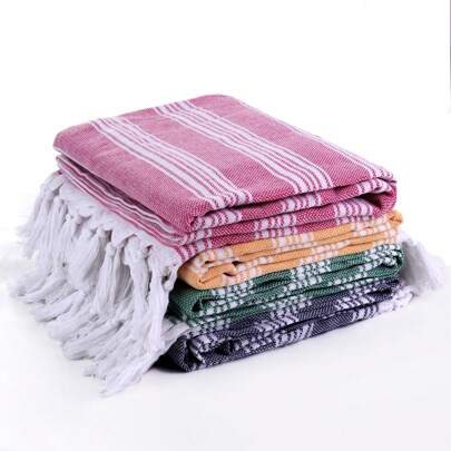 COTZRTOV 1 件超大条纹土耳其沙滩巾 - 39*71 英寸，速干，无沙，轻便便携，适合旅行、瑜伽和沙滩配件夏季旅行、度假浴室装饰沙滩必需品