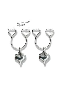 1 Pair Luxury Faux Pearl Wrapped/Double Heart Nipple Clamps, Baroque Pearl Nipple Clips, Suitable For Women's Daily, Party, Valentine's Day, Holiday Wear - Multicolor - View 7