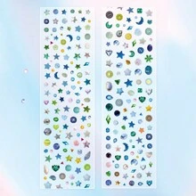 1Roll Tape, Shiny Series, Delicate Little Star Heart-Shaped PET Die-Cut Stickers, Scrapbook Supplies, Decorative Notebooks, Photo Frames, Phone Cases, Water Cups, Garbage Magazines, Stationery Boxes, DIY Personalized Stickers,School Supplies,Back To School