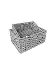Cestino intrecciato per uso domestico, cestino di immagazzinaggio intrecciato con corda di carta, adatto per salotto, camera da letto, per contenere giochi di bambini, cestino di immagazzinaggio da tavolo