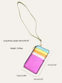 CEZIRA 这款奢华时尚的金属色PU纯素皮革超薄S号拉链零钱包，具备RFID屏蔽功能，适合日常通勤，可用作卡包、名片夹、信用卡夹、手机挂绳钱包，也是一款女士迷你钱包。 - 彩色 - 查看 8