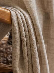 2 件日式休闲简约加厚亚麻薄纱窗帘，半透明但不透视，适用于客厅、卧室、阳台、日常家居装饰