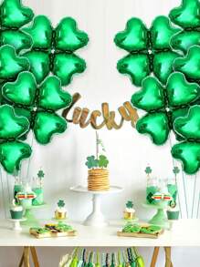 Pack Of 6/12, St Patricks Day Balloons - 18 Inch, Shamrock Balloons | 4 Leaf Clover Balloons For St Patricks Day Decorations | Lucky Balloons For Shamrock Decorations | St Patricks Balloons - 綠色 - 查看 6
