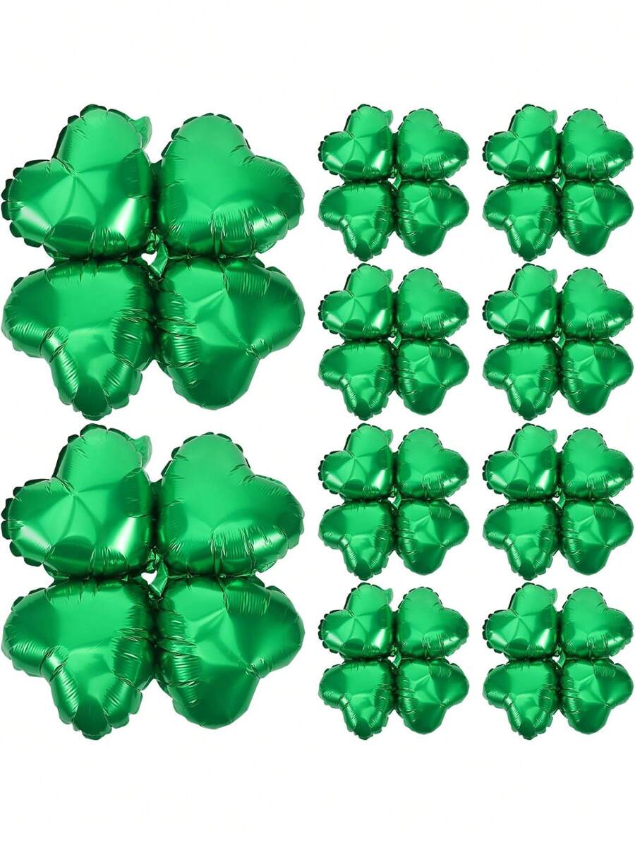 Pack Of 6/12, St Patricks Day Balloons - 18 Inch, Shamrock Balloons | 4 Leaf Clover Balloons For St Patricks Day Decorations | Lucky Balloons For Shamrock Decorations | St Patricks Balloons - 綠色 - 查看 1