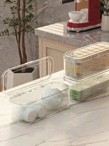 1 pièce Boîte de rangement multifonctionnelle transparente à rabat, convenant pour les médicaments, les collations, les cosmétiques et la papeterie - panier de bureau en plastique, sac organisateur de cosmétiques, transparent, étui à crayons