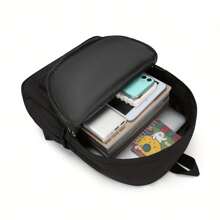 Women's Fashion Backpack, Black Nylon Casual Shoulder Bag With Pink Heart Balloon Print, Large Capacity Travel Bag, Lightweight, Zip Closure, Polyester Lining, Adjustable Straps, Hand Wash Care