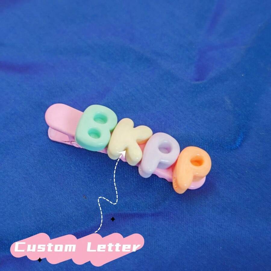 1pc Colorful Mini Alphabet Name Custom Hair Clip, Personalized DIY Cute Gift