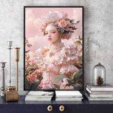 Beautiful Women Wall Art, Wildflower Landscape Print, Abstract Flower Spring Print, Flower Meadow, Vintage Style Art, Modern Decor Poster, Poster Prints, Framed And Ready To Hang. (30x45cm)12x18inch Framed