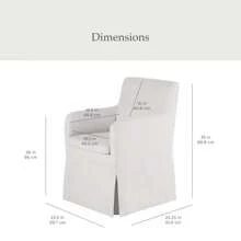 My Texas House Wren Slipcover Dining Chair With Rolling Caster Wheels Cream Linen Fabric - Như hình ảnh như hình ảnh - Xem 3