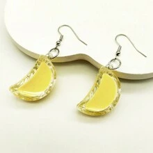 1 Pair Cute Creative Resin Dumpling Shaped Earrings, Novelty Food Design Pendant Earrings, Charming Youthful Earrings For Women, Suitable For Dress Up, Festivals, Parties