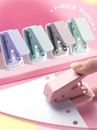 1 stuk mini handmatige ronde perforator met één gat en meerdere kleuropties, geschikt voor het maken van gaten in losbladig papier, archiefmateriaal, doe-het-zelfkarton, notitieboeken en dagboeken, ideaal voor studenten en kantoorpersoneel