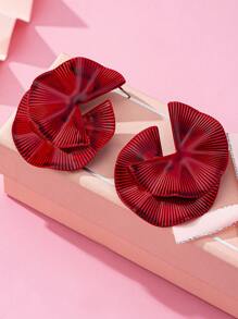 1 Pair Fashionable Versatile Geometric Metal Earrings - Red - View 2
