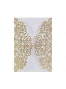 10 Pieces Per Pack Glitter Invitation (Including Shell + Blank Pearl Paper Inner Page + Bow) Laser Hollow Exquisite High-End Invitation Card Suitable For Wedding Party Engagement Holiday Party And Other Large-Scale Events - Rose Gold - View 4