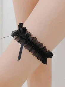 1 件装性感内衣配饰女式蝴蝶结腿环性感内衣蕾丝吊袜带蝴蝶结腿环婚礼吊袜带新娘角色扮演时尚长袜大腿环 - 黑色 - 查看 1