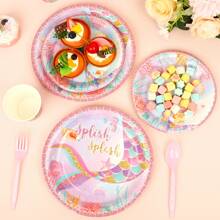1pc Mermaid Tail Pattern Paper Plate, Disposable Party/Birthday Theme Plate