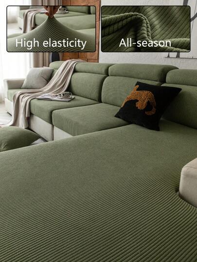 1 件纯色毛绒沙发套，弹性环绕沙发套，温暖舒适简约风格，防宠物防滑，四季可洗，适用于客厅、卧室、办公室、1/2/3/4 座沙发，带扶手和靠背