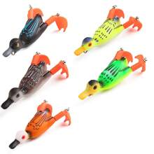 3D Duck Topwater Fishing Lure Duckling Floating Artificial Bait Plopping And Splashing Feet Hard Fishing Tackle Spinner Leg Soft Fish Bait - Realistic Duck Design (Random Eye Color) - Multicolor - View 3