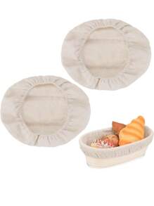 2pcs Bread Proofing Basket Cloth Liner, Rattan Baking Dough Basket Cover For Rolling Dough, Baguettes, Loaves, Pastry, Homemade Bread, Not Include Basket - Multicolor - View 14