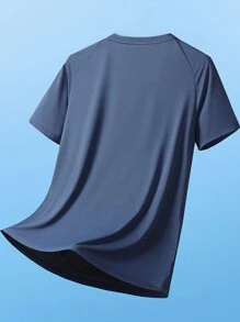 Sports&Outdoor T-Shirts Men Outdoor Apparel Spring And Summer Clothing Active Tops Short Sleeve Daily&Casusl Running&Workout Comfortable Loose Tennis & Golf Hockey Equestrian - Dusty Blue - View 3