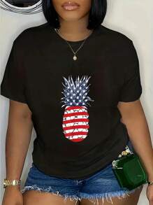 100% Cotton Cute Pineapple Art Pineapple Hawaii Lover For Men Women Kids T-Shirt - Black - View 1