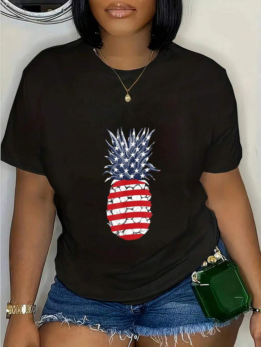 100% Cotton Cute Pineapple Art Pineapple Hawaii Lover For Men Women Kids T-Shirt - Black - View 1