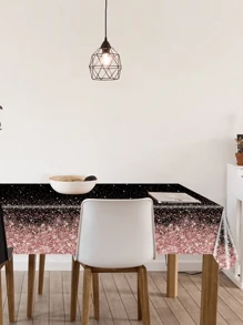 3 件，137 * 274 厘米/54 * 108 英寸一次性派对桌布，黑色和玫瑰金主题图案桌布，适合各种主题派对和日常使用（可悬挂作为背景以增强节日气氛） - 黑粉紅色 - 查看 2