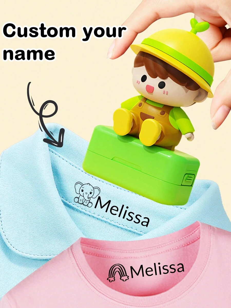 1pc Custom Name Signature Stamp For Kids, Back To School Supplies For Kids, Name Stickers Name Label,Cartoon Pattern Name Stamps Personalized, DIY Customized Cartoon Self Inking Name Stamp, Stamps For Signing Name, Name Stamp For Clothing Kids Waterproof, Reproduce Your Handwriting Signature - Little Boy - View 1