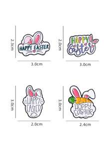 4Pcs Cute Cartoon White Rabbit Enamel Brooch Creative Happy Easter Lapel Pin Badge Backpack Clothing Hat Accessories - Multicolor - View 7