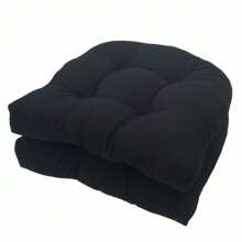 2PCS U-Shaped Cushion Wicker Chair Seat Pads Waterproof Outdoor Garden Furniture Pads Solid 6" Thick Tufted Wicker Seat Cushion Sets Waterproof 2 Pieces Wicker Furniture Cushions Outdoor Cushions For Patio Furniture - 黑色 - 查看 7
