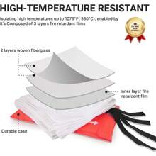 Home And Kitchen Emergency Fire Blanket 40&Quot;X40&Quot; Flame Suppressing Fiberglass Fire Blanket, Suitable For Schools, Fireplaces, Barbecue Grills, Cars, Offices, Warehouse Emergency Survival - White - View 6
