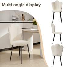 Lot de 2 Chaise pour salle à manger, Style scandinave et dossier ergonomique, Siège en tissu et Pieds en Métal, 45x46x91cm, Chaise multi-usage pour cuisine, salon, chambre et bureau, Couleur disponible: Beige, Vert, Rose - Beige - Voir 2