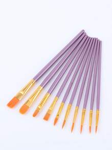 10 Stück/Set Farbige Malerpinsel mit Kunststoffgriff, Öl-, Aquarell-, Acrylfarben, Kunstbedarf zum Zeichnen und Malen, Schulsachen - Verschiedenfarbig - Übersicht 6