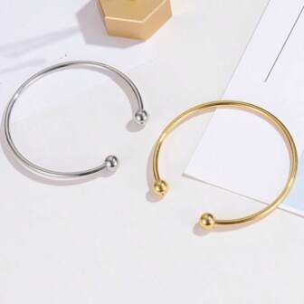 1pc Fashionable Minimalist Personalized Stainless Steel Bangle Bracelet, Adjustable, Versatile For Women, Suitable For Daily Wear, Attending Parties And Gift-Giving