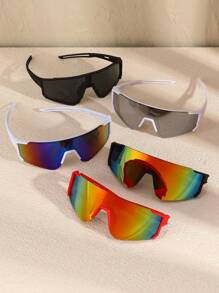 1/3/5pcs Women One-Piece Multicolor Personalized Street Style Technological Punk Fashion Glasses For Outdoor Casual Activities Tropical Beach Vacay Outfits Rave Party Accessories For Summer Beach Vacation, Outdoor, Travel Shades Street Y2k Style Oversized Wrap Frame For Music Festival Preppy Style For Back To School